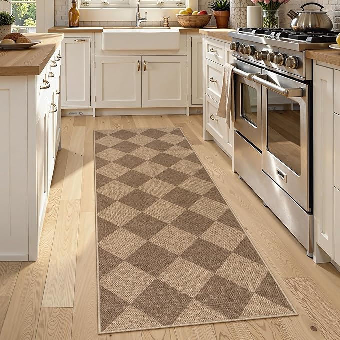 Lahome Colette Checkered Easy Jute Runner Rug, 2x6 Kitchen Mats - Image 2