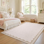 GarveeHome Scalloped Beige Washable Rugs 9x12 Rug - Image 3