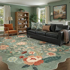 DCX Vintage Floral Rug 8x10, Washable Sage Green Rug by DCXWashableRug