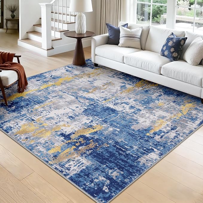 RELEANY Washable Area Rugs Square 8ft Non-Slip Modern Abstract Soft by RELEANY