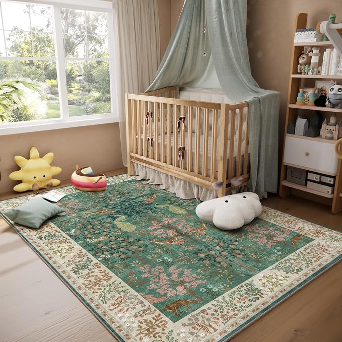 Machine Washable Rugs for Living Room: 9x12 Bedroom Rug Vintage Area Rug Stain - Image 8