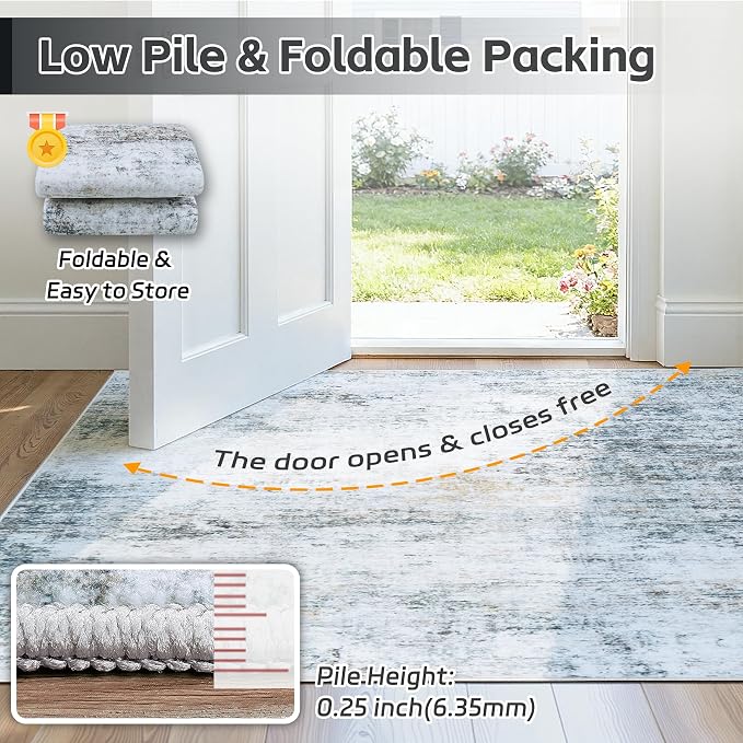 9x12 Area Rugs Washable Rug:Anti-Skid Abstract Modern Living Room Rug Soft Thin - Image 7