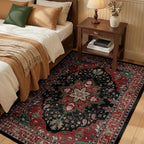 RELEANY Area Rugs 3'x5' Washable Non-Slip, Floral Vintage Distress Medallion by RELEANY