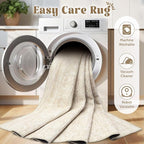 Living Room Rugs 8x10: Washable Moroccan Geometric Boho Rug Farmhouse Non Slip - Image 4