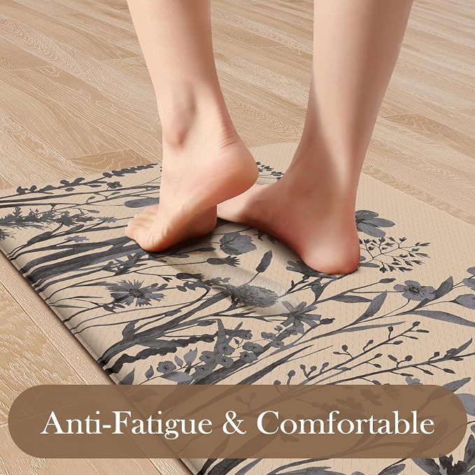 KIMODE Kitchen Anti Fatigue Mats, Farmhouse Kitchen Rugs Sets of 2, Memory Foam - Image 2