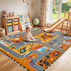 Kids Car Rug Play Mat 6x9 Ft, Non-Slip Washable Construction Site Playroom Rug - Image 5