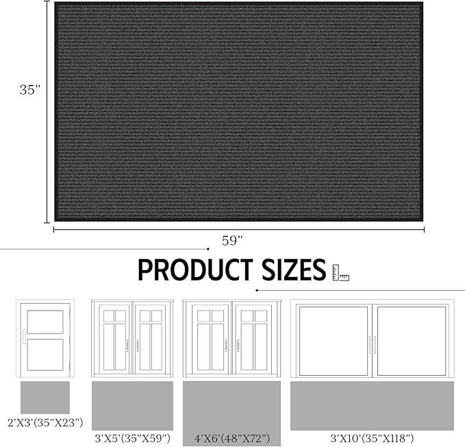 Front Door Mat, Non-Slip Welcome Mat, Absorbent & Dirt Resistant, Low Profile - Image 2