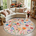 Round Area Rug for Living Room: 6 ft Floral Washable Circle Rug Soft Boho by PLHXFRSoftAreaRugs