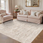 Latte&Fog Washable Beige Rugs for Bedroom, Vintage 5x7 Area Rug for Living Room - Image 3