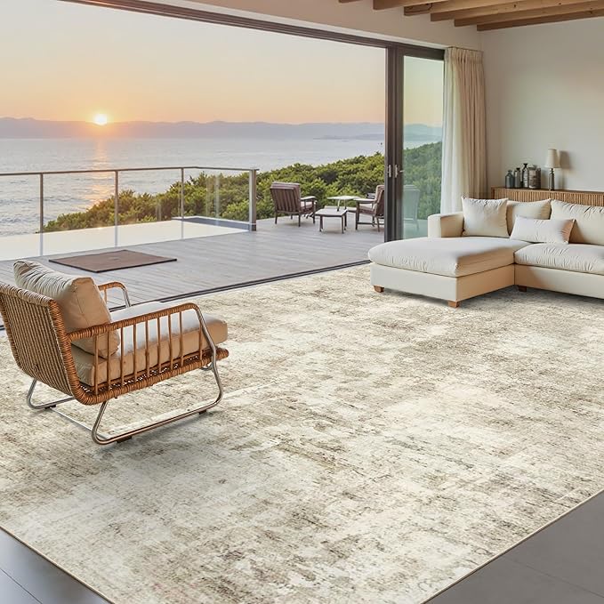 Soalmost Abstract Rug 8x10 Large Living Room Rugs Neutral Modern Washable Area by Soalmost