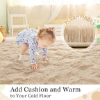 BENRON Fluffy Rugs for Living Room 6x9 Light Tan, Washable Large Area Rugs for - Image 5