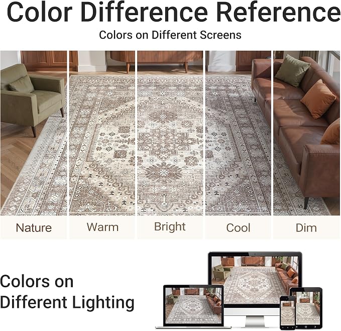 befbee 9x12 Area Rug, Ultra-Thin Washable Rugs - Image 6