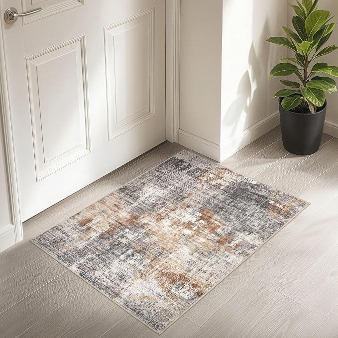 DMOYEST 2x3 Entryway Area Rug: Washable Neutral Modern Abstract Small Rug - Image 5