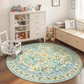 Wonnitar Washable Floral Round Rug, 6ft Sage Green Round Area Rugs by Wonnitar