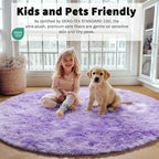 ONASAR Tie-Dyed Purple Round Area Rug 4ft, Soft Bedroom Circle Rugs Floor Mats - Image 4