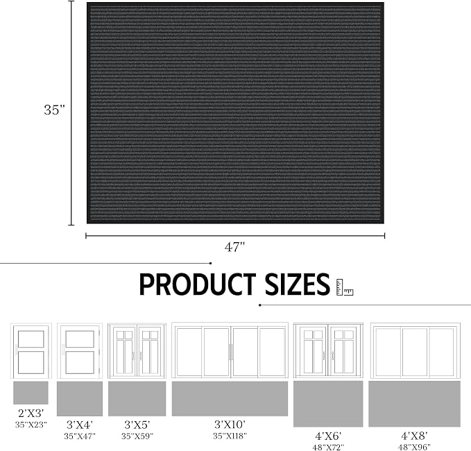 Front Door Mat Outside Entrance, Heavy Duty Dirt Trapper Dog Door Mats - Image 2