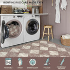 Checkered Kitchen Runner Rug 2x6 Beige, Non Slip Washable Hallway Bathroom - Image 5