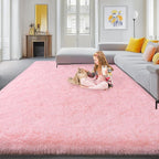 Pink Fluffy Shag Area Rug 8x10 by WISHTREE