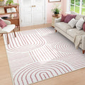 Lahome Abstract 8x10 Area Rugs, Soft Washable Rugs 8x10 Living Room Pink Rugs by Lahome