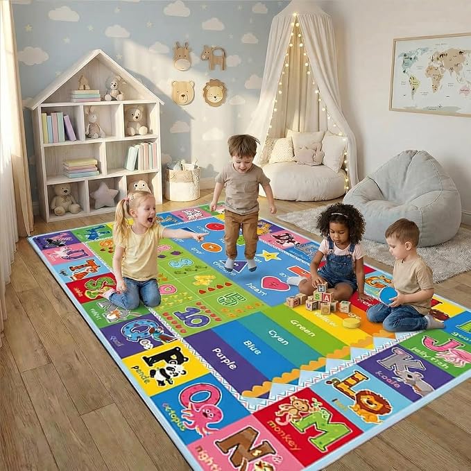 ABC Kids Rug, 78.7" x 59" Alphabet Floor Rug | Roomy alphabet layout, colorful - Image 6