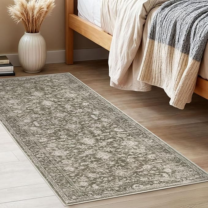 KILOCOCO Hallway Runner 2x5 Kitchen Runner Rug Printed Vintage Floral Washable - Image 3