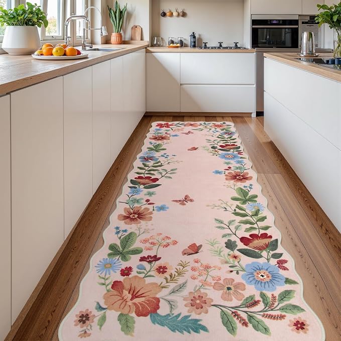 Lahome Floral Kitchen Runner, 2X6 Washable Runner Rug Non-Slip, Ultra-Thin Soft - Image 2