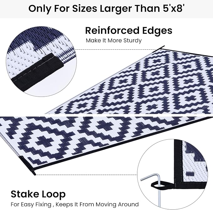 Smiry Waterproof Outdoor Rug 6x9 ft, Reversible Plastic Straw Patio Camping Rugs - Image 4
