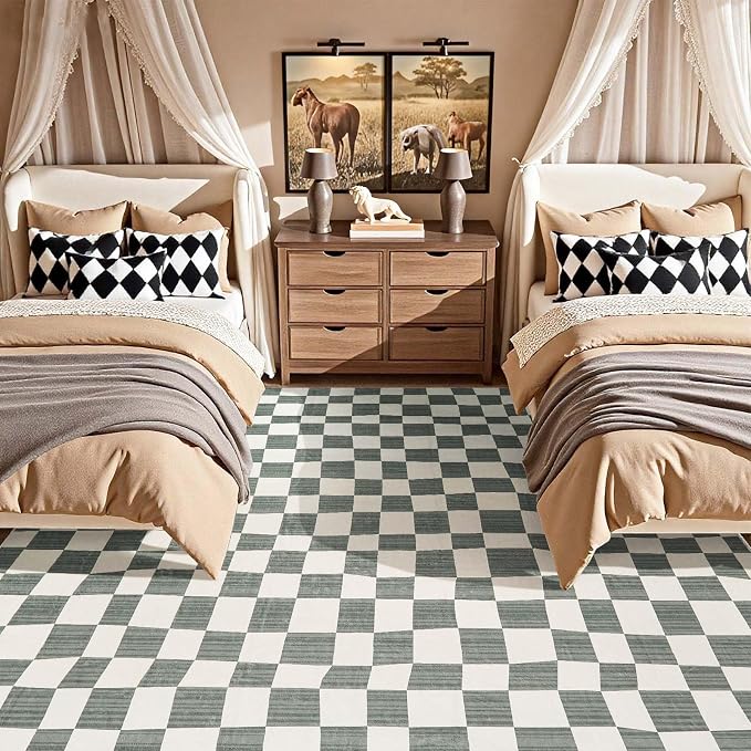 jinchan 8x10 Checkered Area Rugs - Image 5