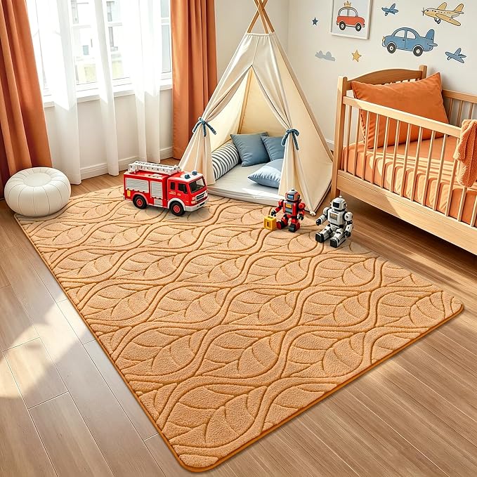Macgace 4x6 Apricot Area Rug, Soft Shag Carpet Washable Bedroom Nursery Rug - Image 2