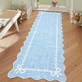 GarveeHome Scalloped Bow Rug for Living Room, Solid Blue Rug for Dorm, Washable by GarveeHome