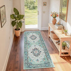 RELEANY Area Rugs Runner 2'x6' Washable Non-Slip, Floral Vintage Distress by RELEANY