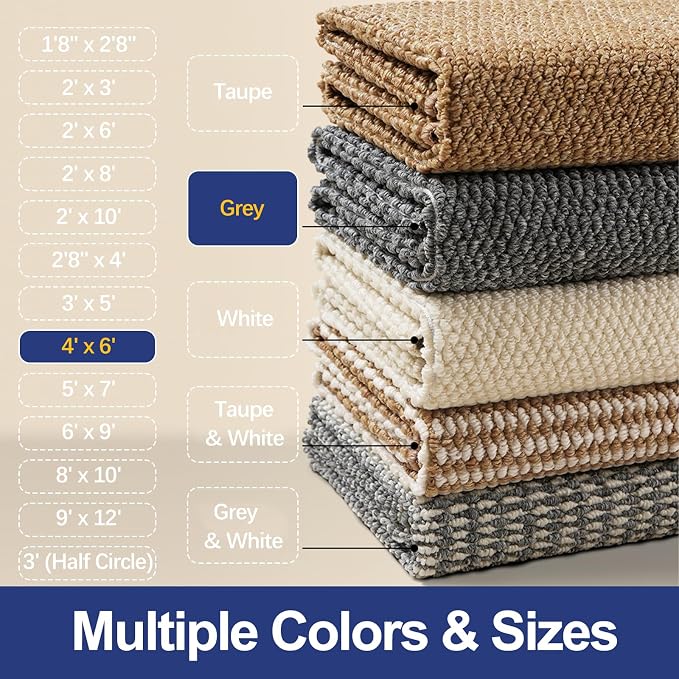 Faux Jute Area Rug 4'x6', Washable & Non-Slip, No Odor. Farmhouse Boho Style - Image 6