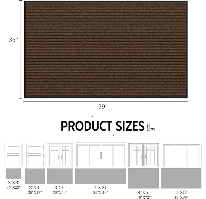 Front Door Mat 3' x 5', Dirt Trapper Dog Door Mat - Image 2
