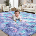 Rainbow 8x10 Fluffy Rugs for Girls Bedroom: Large Shag High Pile Area Rug by PLHXFRSoftAreaRugs