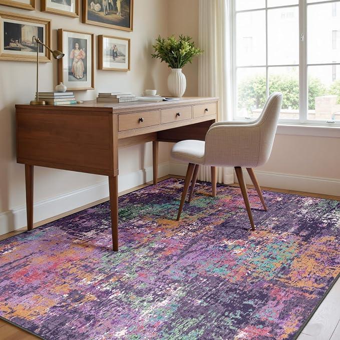 RELEANY Washable Area Rugs 6'x8' Non-Slip Modern Abstract Soft - Image 8