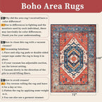 SERISSA Washable Rugs 6x9 Area Rugs, Large Non-Slip Boho Living Room Rust Rug - Image 2