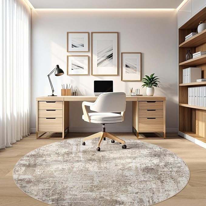 10ft Round Rug Living Room Rugs: 10x10 Washable Circle Large Abstract Modern - Image 7