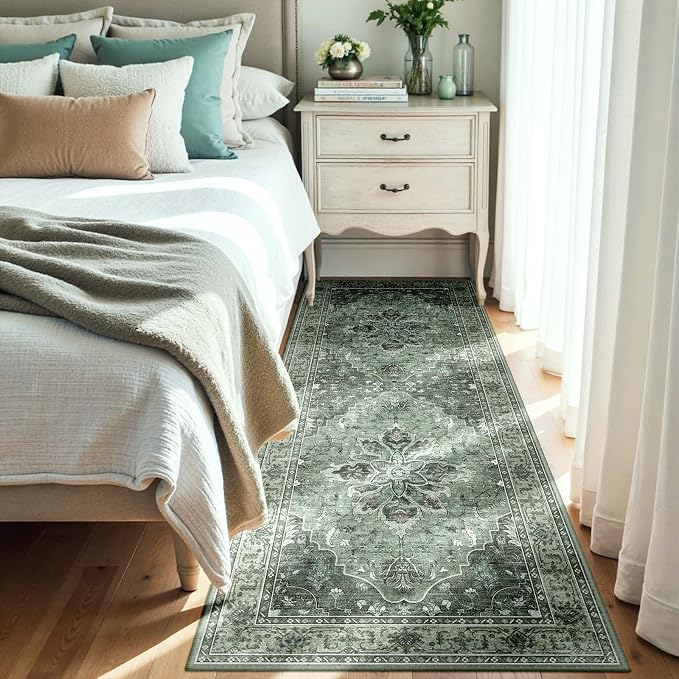RELEANY Area Rugs Runner 3'x7' Washable Non-Slip, Floral Vintage Distress - Image 2