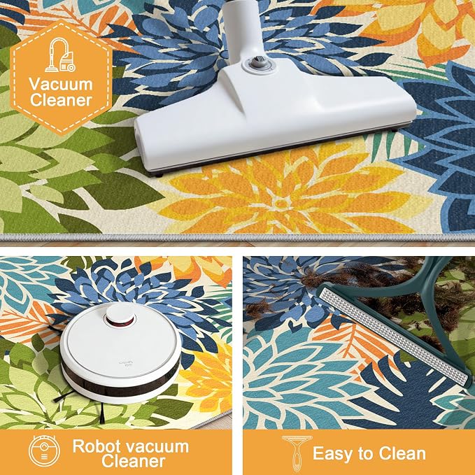 Arenarug 2x3 Colorful Washable Small Rug Tropical Botanical Modern Floral - Image 4