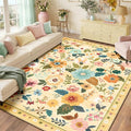 RELEANY Floral 9x12 Area Rugs Washable Print Boho Cute Carpet Non Slip Flower by RELEANY