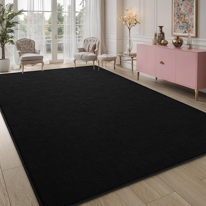 Pettop 6x9 ft Black Area Rugs for Bedroom Living Room, Washable Memory Foam - Image 7