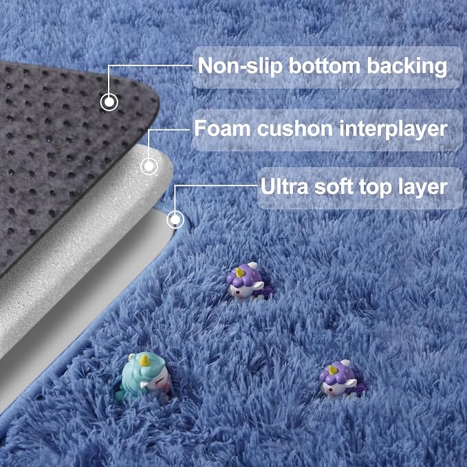 qulint Blue Rug for Living Room 5x7, Large Fluffy 5x7 Area Rug for Bedroom Soft - Image 6