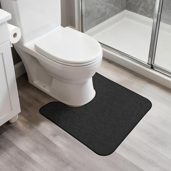 Bosap Toilet Rugs U Shaped Bathroom Rug, Machine Washable Non Slip Quick Dry by BosapDirect