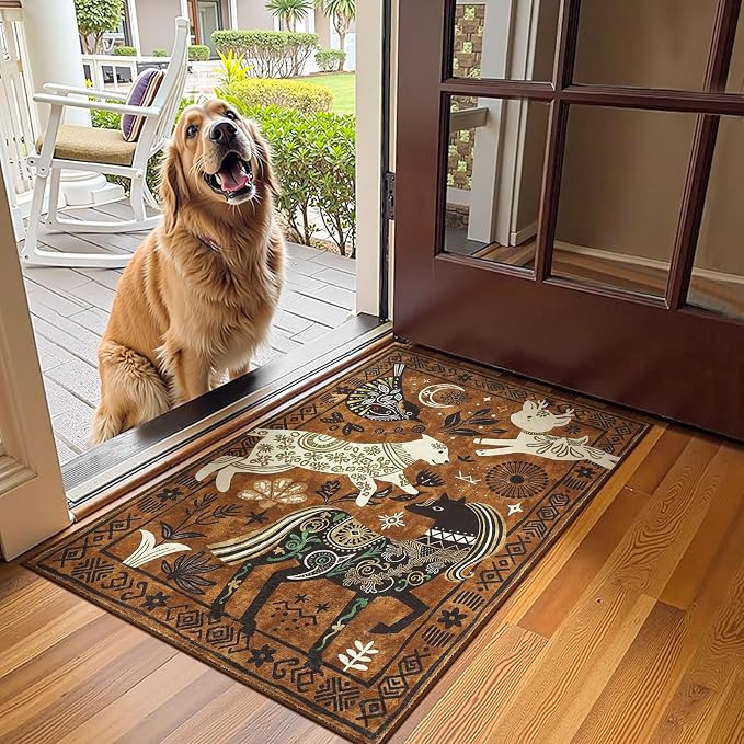 jinchan 2x3 Cute Area Rug Kids Washable Fun Rug Earthy Brown Starlit Boho Small - Image 3