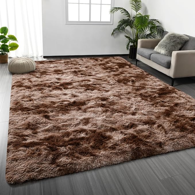 Deerhoo Large Shag Area Rugs 9 x 12, Tie-Dyed Plush Fuzzy Rugs by Deerhoo