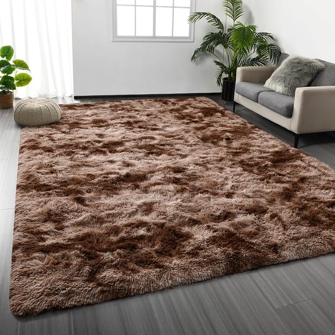 Deerhoo Large Shag Area Rugs 6 x 9, Tie-Dyed Plush Fuzzy Rugs by Deerhoo