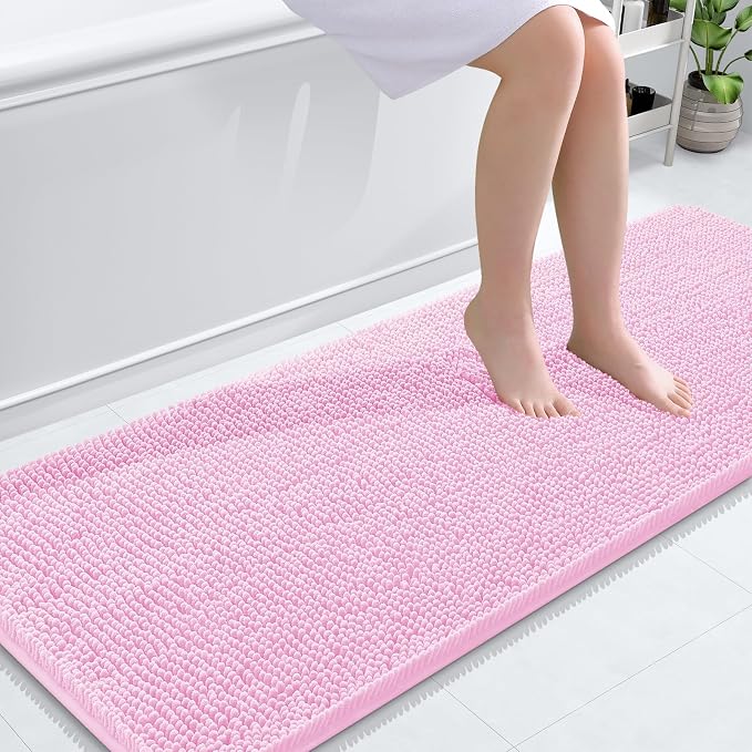 OLANLY Bathroom Runner Rugs 59x24, Extra Soft Absorbent Chenille Bath Rugs by OLANLY