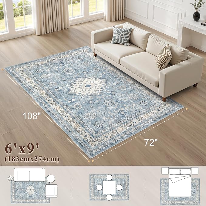 Vintage Living Room Area Rug 6x9 - Image 2