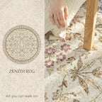 jinchan Zenith Round Rug 7ft Area Rug Soft 7'Round Vintage Floral Rug Non-Slip - Image 2