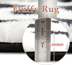 PureCozy Checkered Rug 8x10 Fluffy Shag Living Room Black and White Area Rug - Image 2